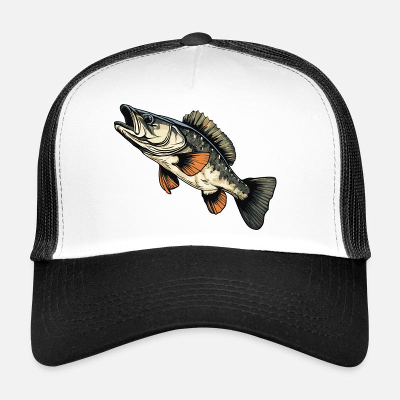 poisson - Casquette trucker  - blanc/noir
