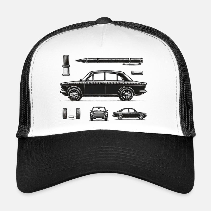 Schwarzer Oldtimer - Trucker Cap - Weiß/Schwarz