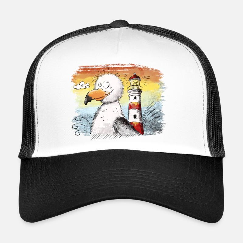 Seagull Holiday Sea Lighthouse Sunset Trucker Cap