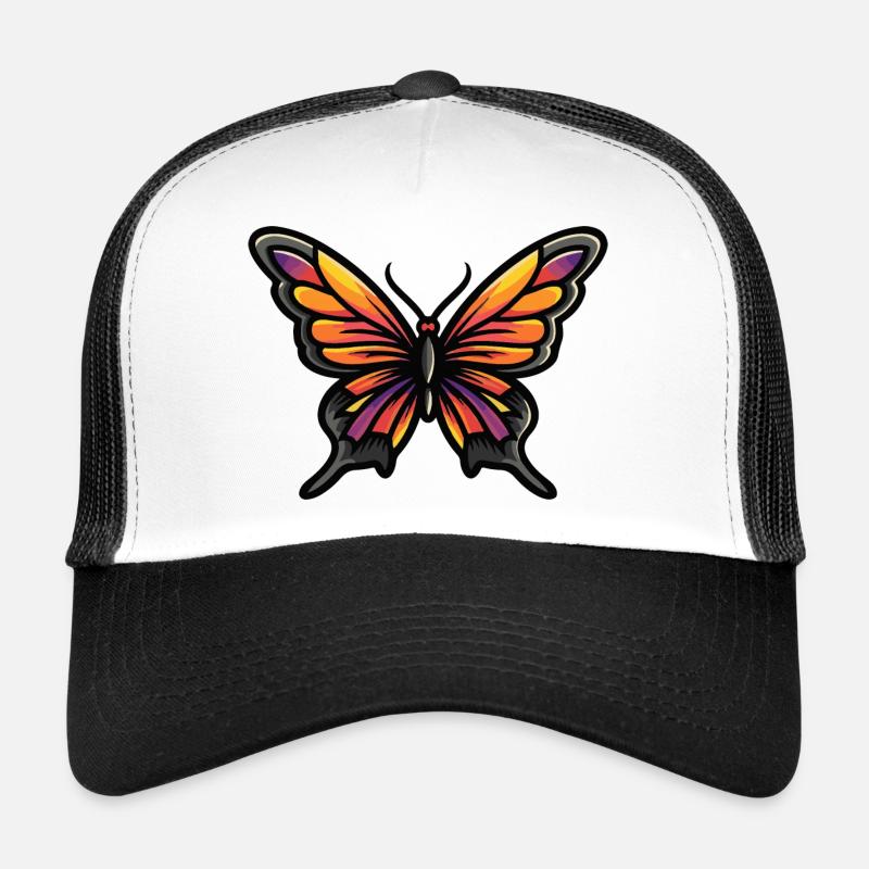 Schmetterling Comic - Trucker Cap - Weiß/Schwarz
