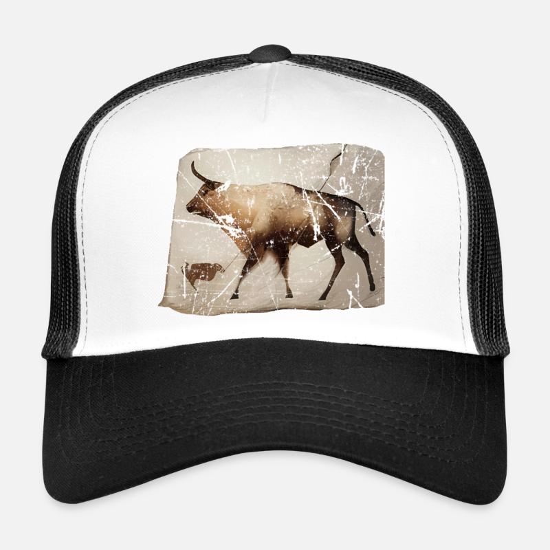 Auerochse Urrind Höhlenbild - Trucker Cap - Weiß/Schwarz
