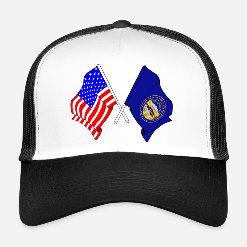 Drapeau des États-Unis et du Nebraska croisé Casquette trucker 