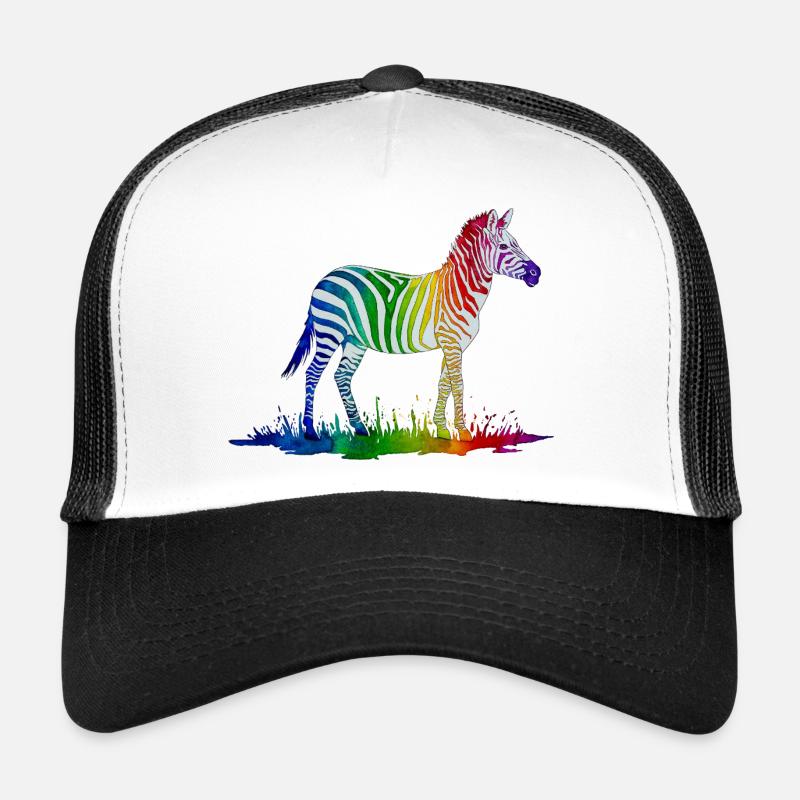 Regenbogen Zebra - Trucker Cap - Weiß/Schwarz