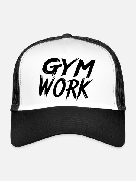travail en salle de sport - Casquette trucker  - blanc/noir - Devant