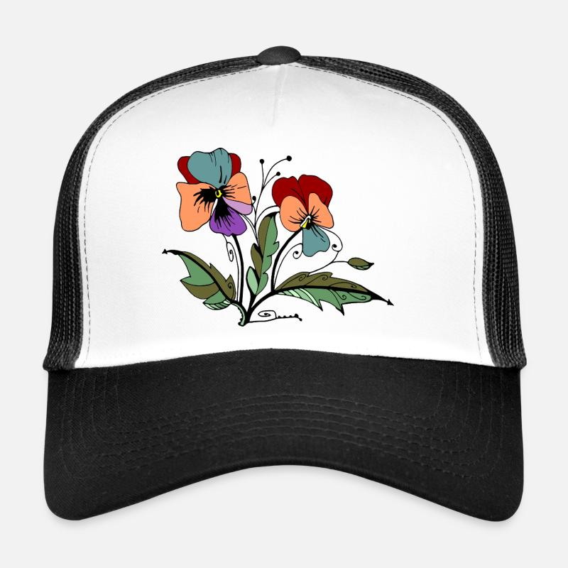 Bee Flowers on a Black Background Trucker Cap