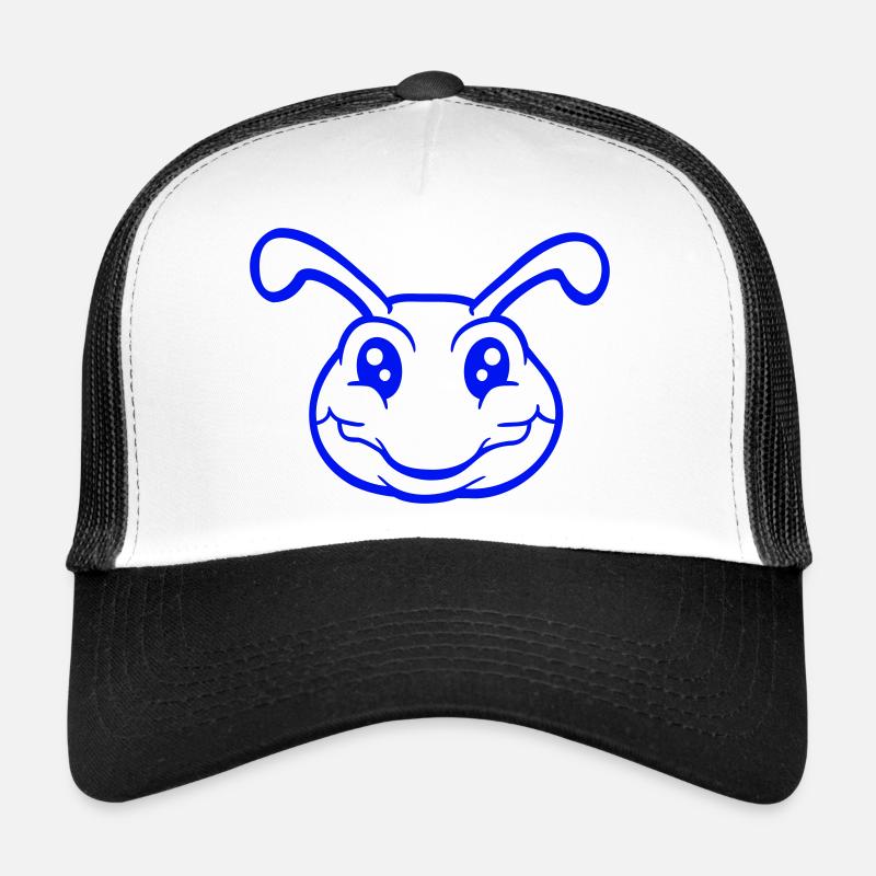 Raupe lächelt süß niedlich Wurm freundlich Comic - Trucker Cap - Weiß/Schwarz