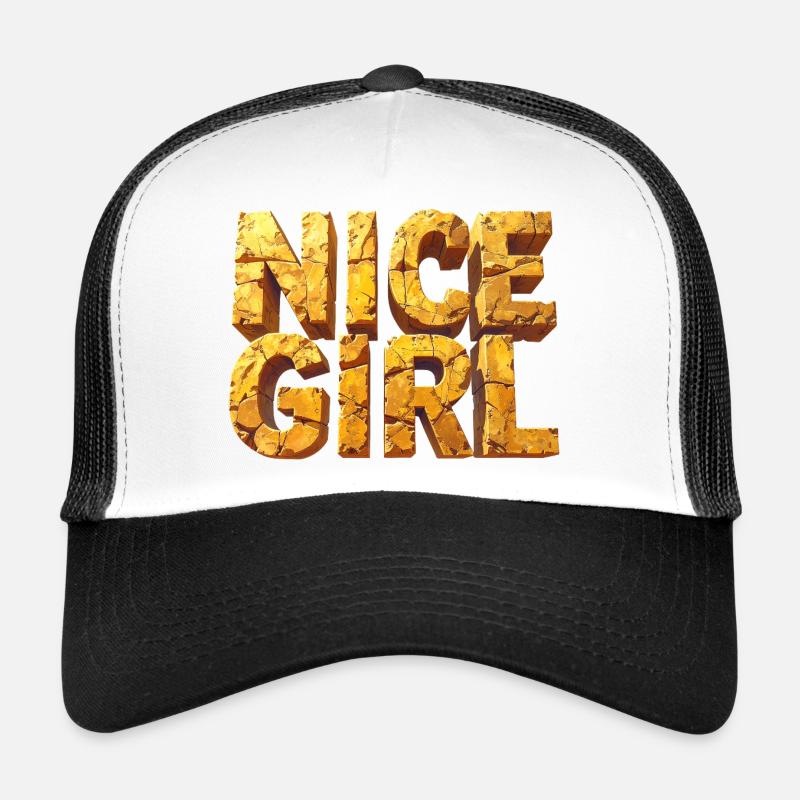 Nice Girl – Monumentale Buchstaben am Himmel - Trucker Cap - Weiß/Schwarz