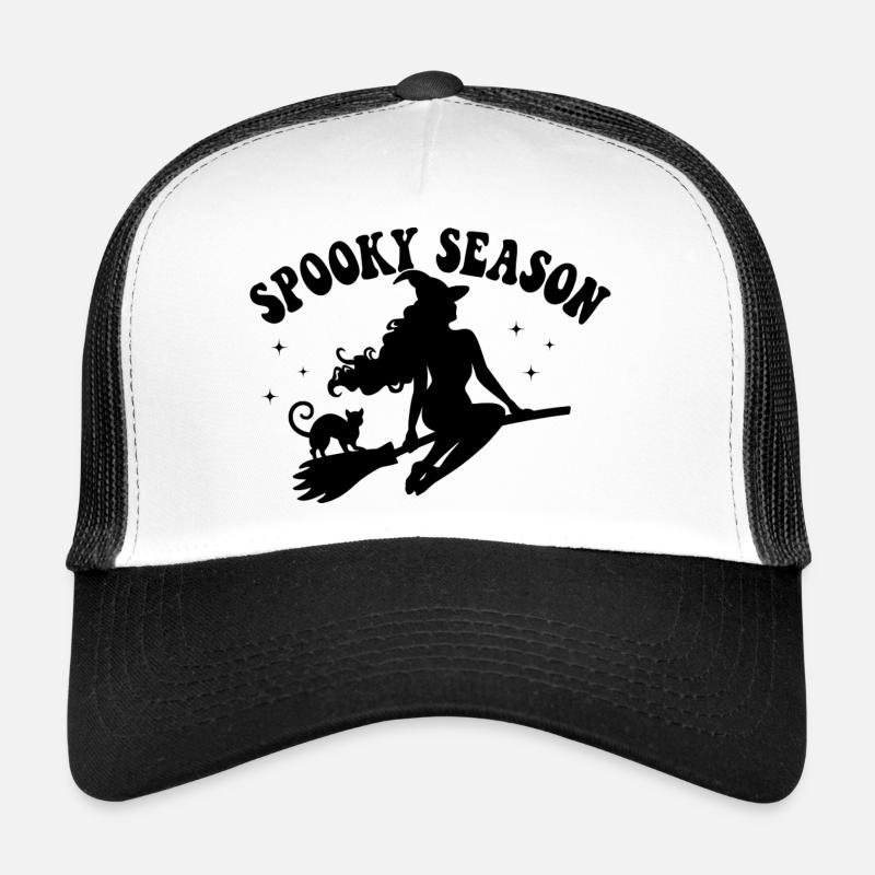 Spooky Season Witch Illustration - Trucker Cap - Weiß/Schwarz