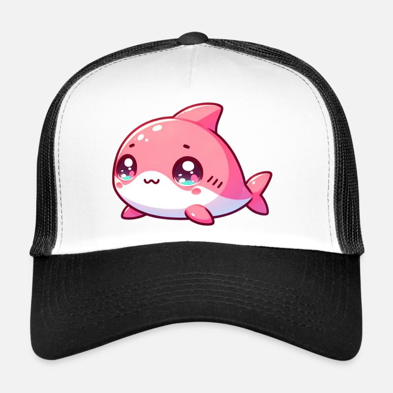 Kawaii Pink Shark Charm Trucker Cap