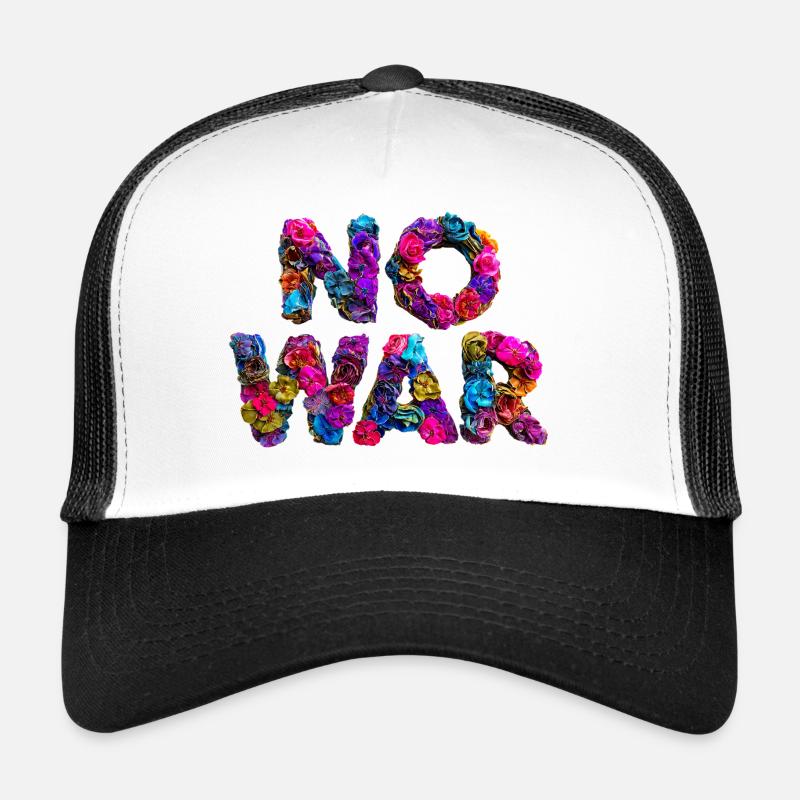 Blumenbuchstaben NO WAR, Kein Krieg Trucker Cap