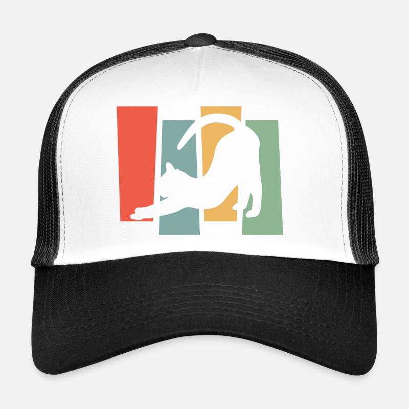 Silhouette de chat devant des blocs de couleur Casquette trucker 