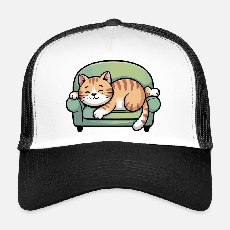 Sleeping cat on sofa Trucker Cap