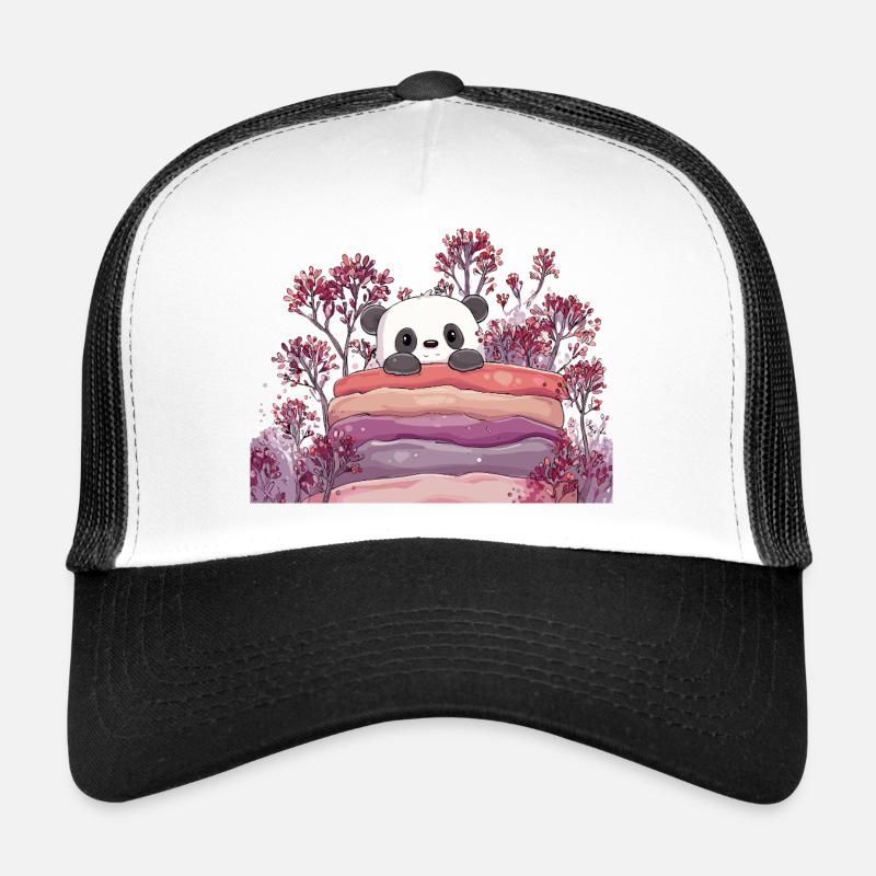 Panda on sweet macaron cake Trucker Cap