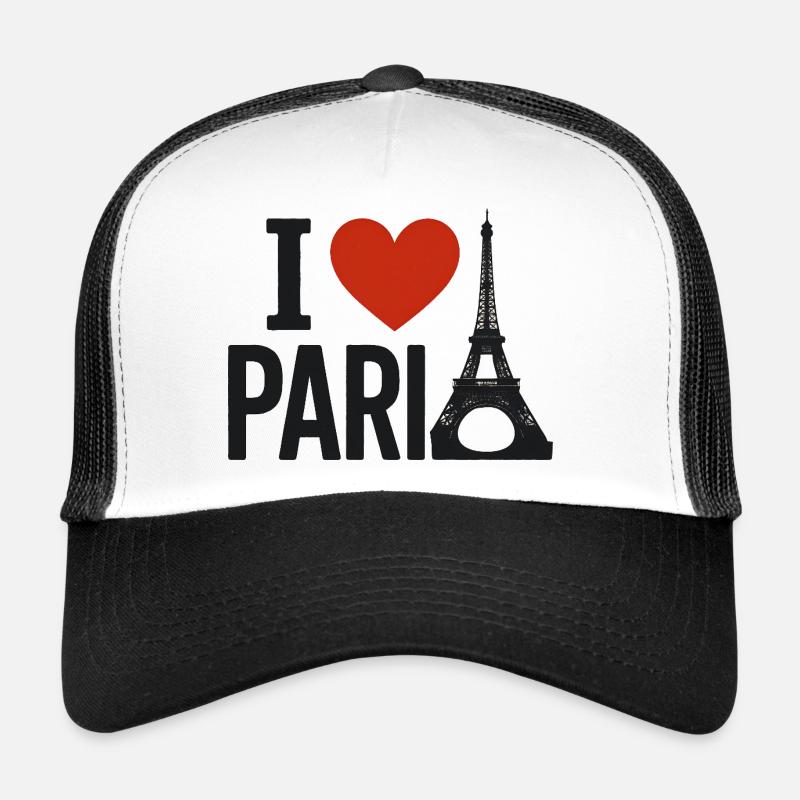 J'aime Paris Cœur et Tour Eiffel Casquette trucker 
