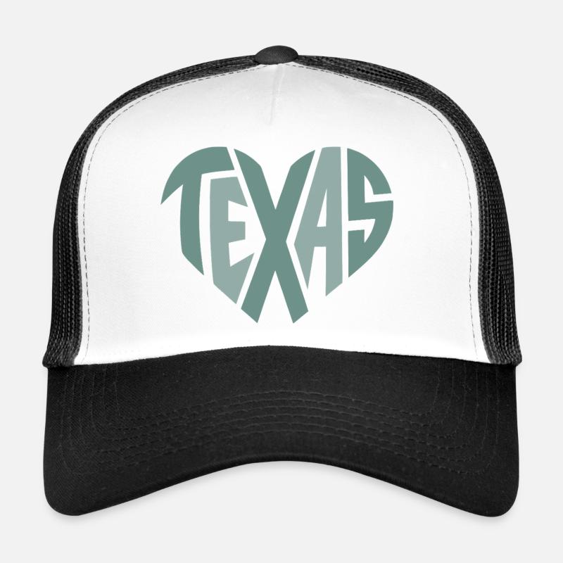 Texas Typography Geometric Heart Trucker Cap