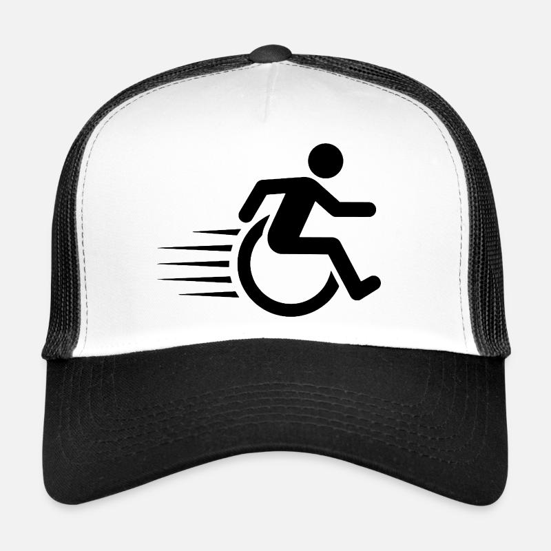 Utilisateur de fauteuil roulant en déplacement # Casquette trucker 