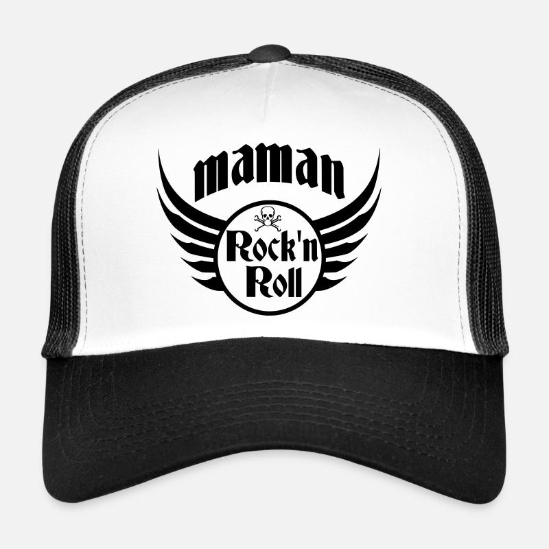 Maman Rock and Roll Crâne Ailes Casquette trucker 