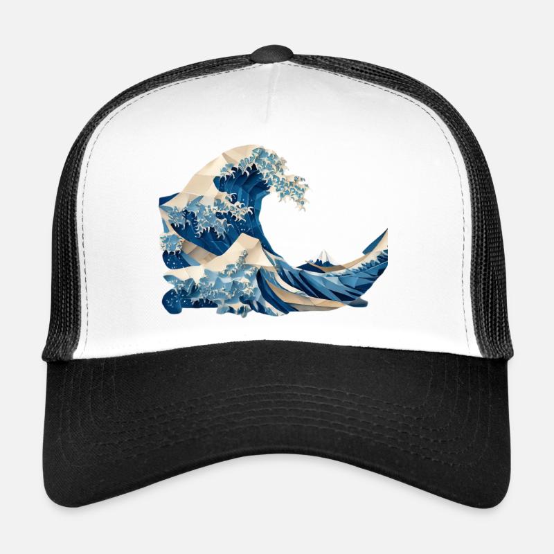 Hokusai Wave Japanese Origami Art Large Wave Trucker Cap