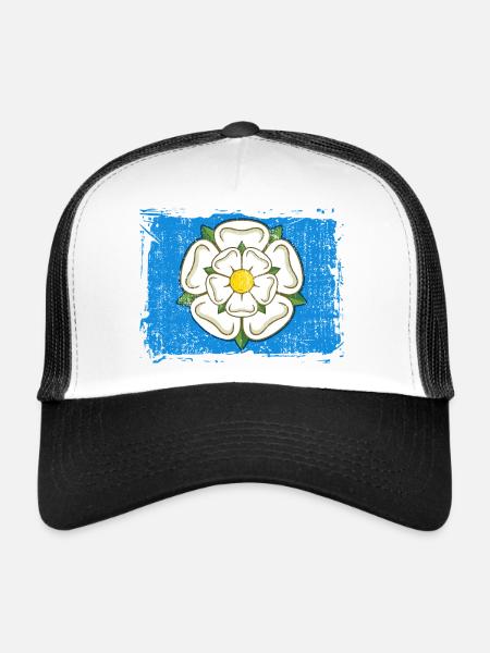 Yorkshire Rose Flag Nord de l’Angleterre Royaume-Uni - Casquette trucker  - blanc/noir - Devant