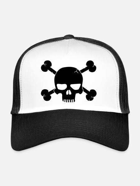 Skull - Casquette trucker  - blanc/noir - Devant