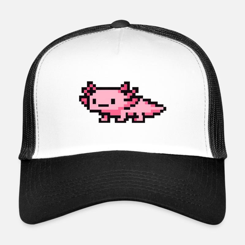 Pixelated Pink Pixel Art Axolotl Trucker Cap