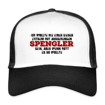 Lustiger gutaussehender Spengler Beruf Handwerk - Trucker Cap - Weiß/Schwarz - Vorne