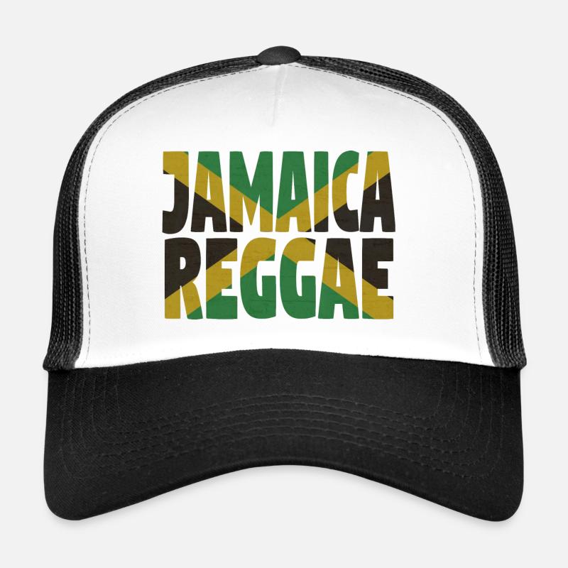 Reggae jamaïcain - Casquette trucker  - blanc/noir
