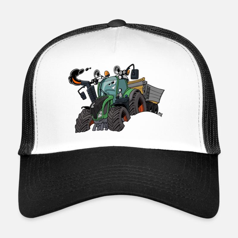 F 718Vario mit Wagen - Trucker Cap - Weiß/Schwarz
