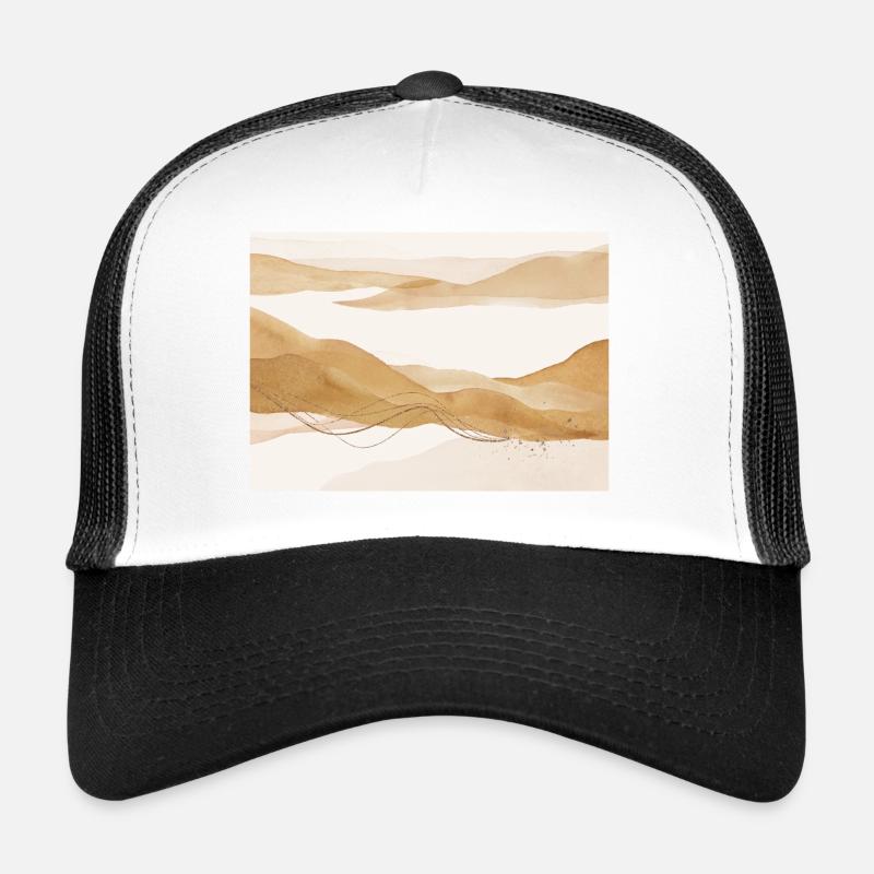Gold Ochre Abstract Landscape - Trucker Cap - white/black