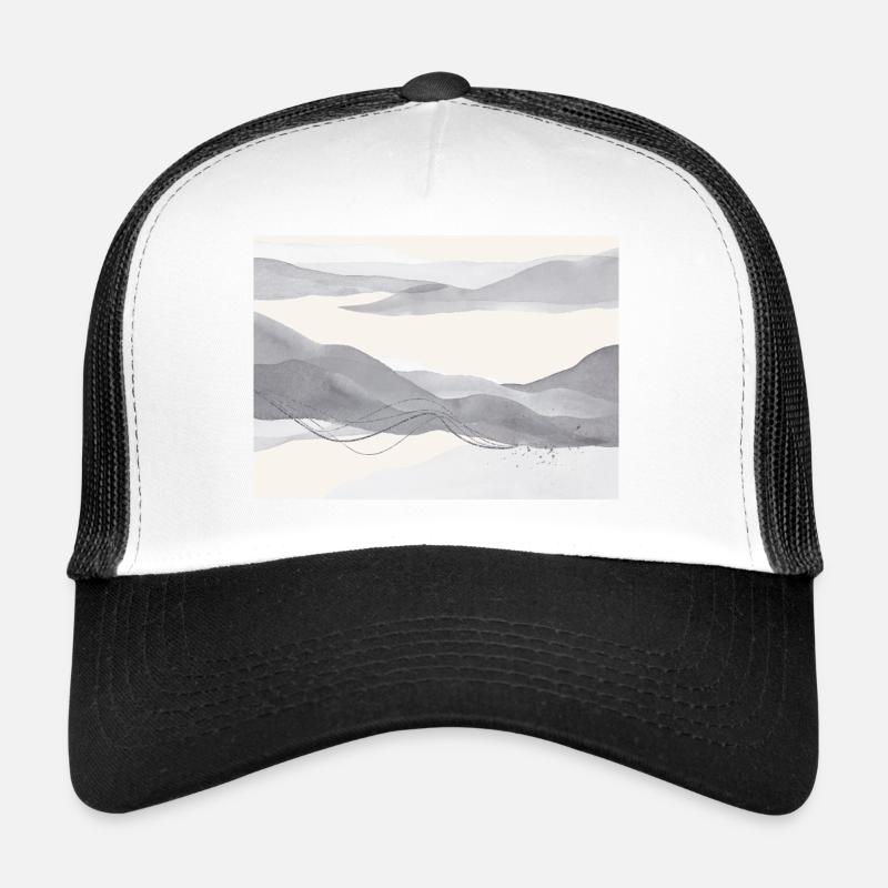 Warm Grey Abstract Landscape - Trucker Cap - white/black