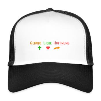 Glaube Liebe Hoffnung - Trucker Cap - Weiß/Schwarz - Vorne