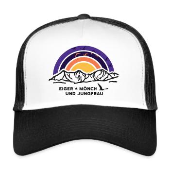 Eiger Mönch und Jungfrau Berge Schweizer Alpen - Trucker Cap - Weiß/Schwarz - Vorne