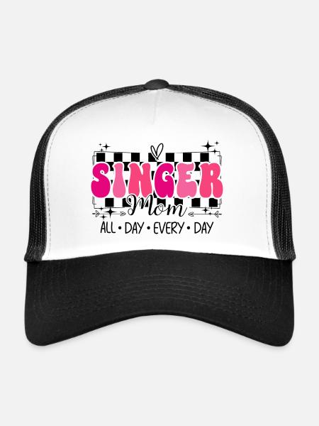 Chant Musicienne Maman Chanteuse - Casquette trucker  - blanc/noir - Devant