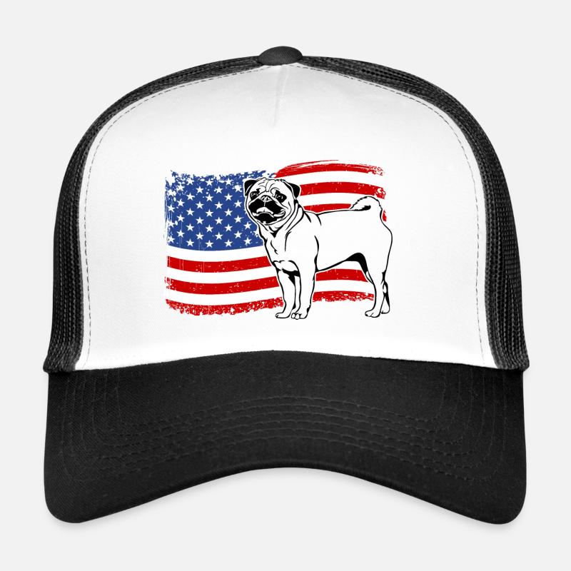Mops Amerika Fahne Hund Hunde Wilsigns Trucker Cap