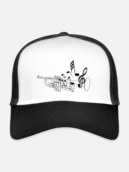 Jazz Trompete Trompeter Big Band Geschenkidee - Trucker Cap - Weiß/Schwarz - Vorne