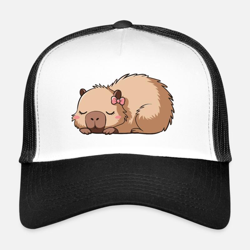 Cute Capybara Pink Bow Capybara Trucker Cap