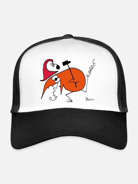 Le Shadok fou - Casquette trucker  - blanc/noir - Devant