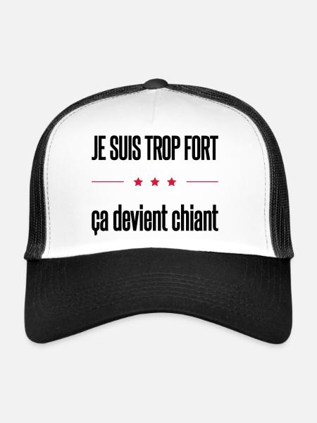 trop fort - Casquette trucker  - blanc/noir - Devant