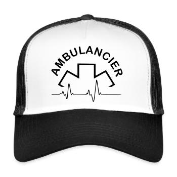 ambulancier entreprise logo - Casquette trucker  - blanc/noir - Devant