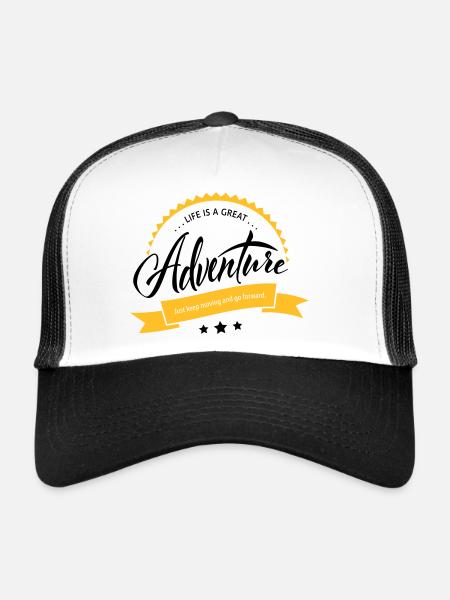 La vie est une grande aventure - Casquette trucker  - blanc/noir - Devant