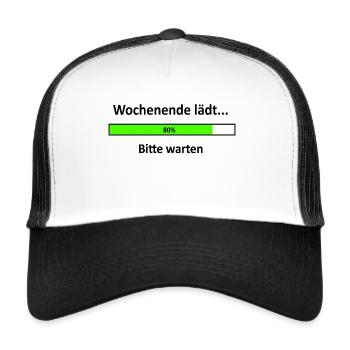 Wochenende lädt, Spruch, lustig - Trucker Cap - Weiß/Schwarz - Vorne