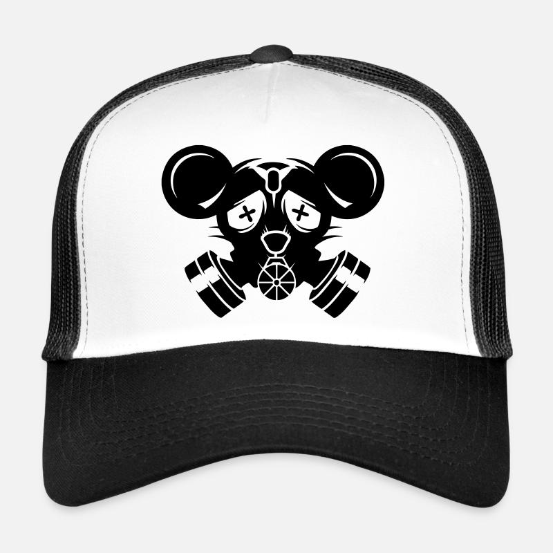 Un masque à gaz avec de grandes oreilles de souris Casquette trucker 