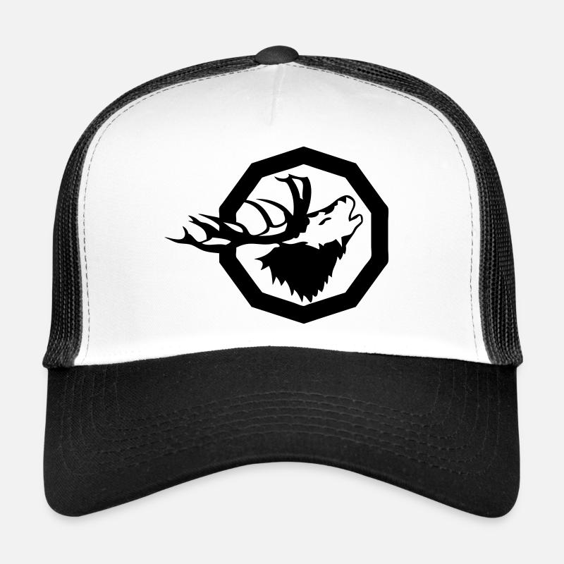 cerf logo chasse - Casquette trucker  - blanc/noir