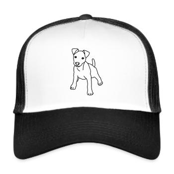 Jack Russell Terrier, chiot, chien, dessin - Casquette trucker  - blanc/noir - Devant