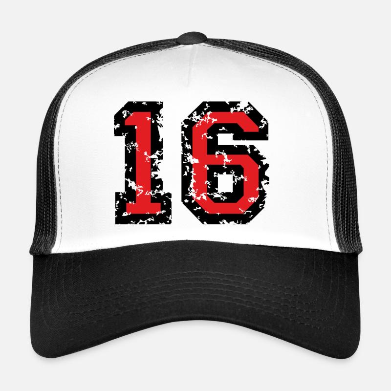 Le numéro seize - No. 16 (deux couleurs) rouge Casquette trucker 