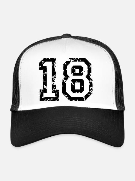 The Number Eighteen - No. 18 (two-color) white - Trucker Cap - white/black