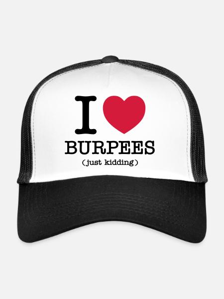 I (Heart) Burpees (Just Kidding) - Casquette trucker  - blanc/noir - Devant