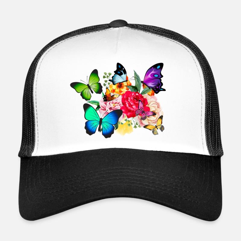 Papillons et fleurs Casquette trucker 