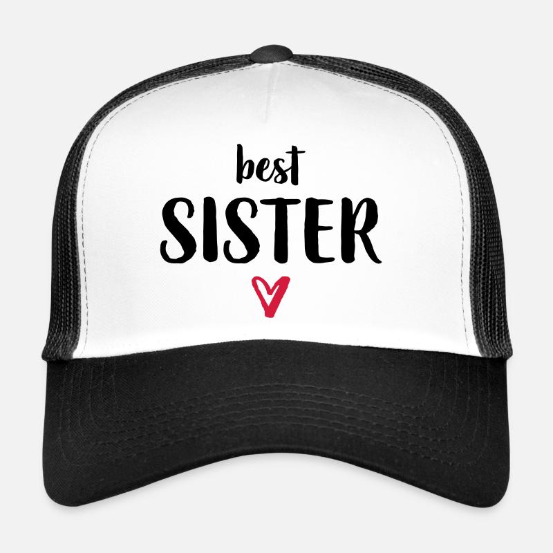 best sister I Herz Geschenk Schwester Geschwister - Trucker Cap - Weiß/Schwarz