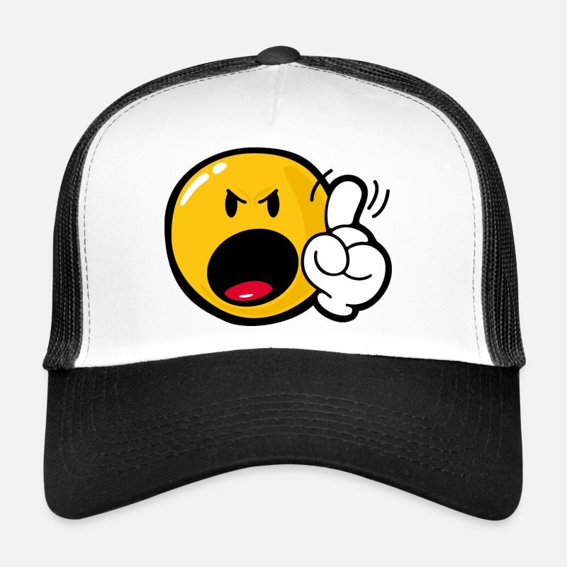 Smiley Anger Cross - Trucker Cap - Weiß/Schwarz